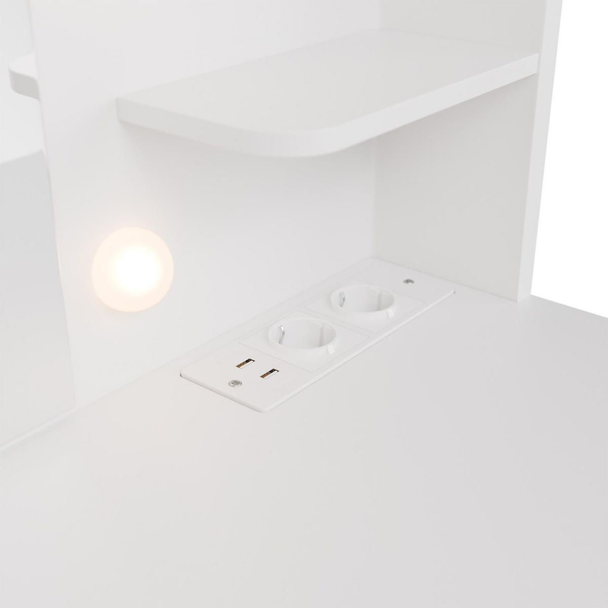 SCHMINKTISCH Malia mit LED - Weiß, Holz (107/140/40cm) - Juskys