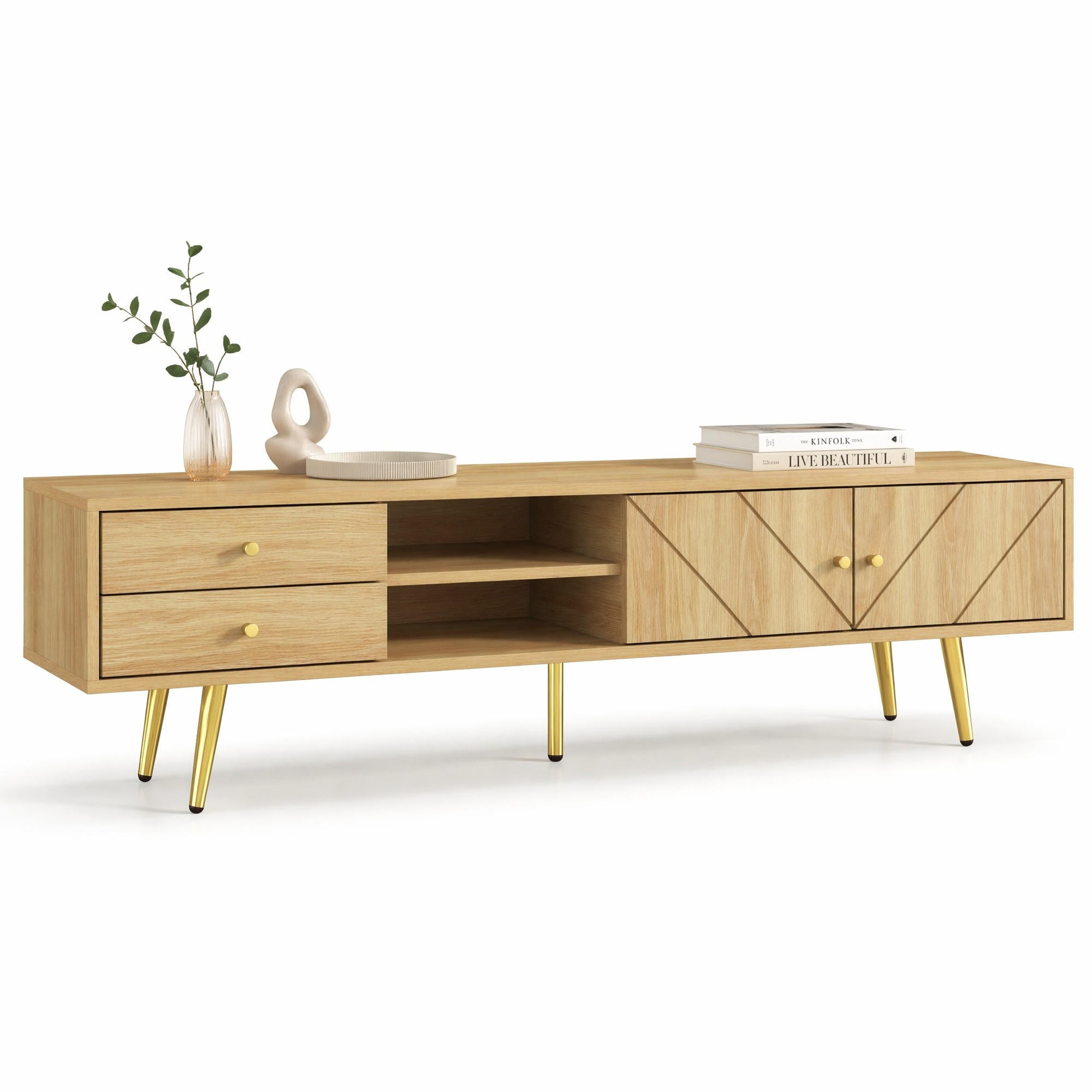 TV-BOARD mit 2 Schubladen 160 cm Holzoptik - Braun, Holzwerkstoff (36/42/160cm) - Beauniv