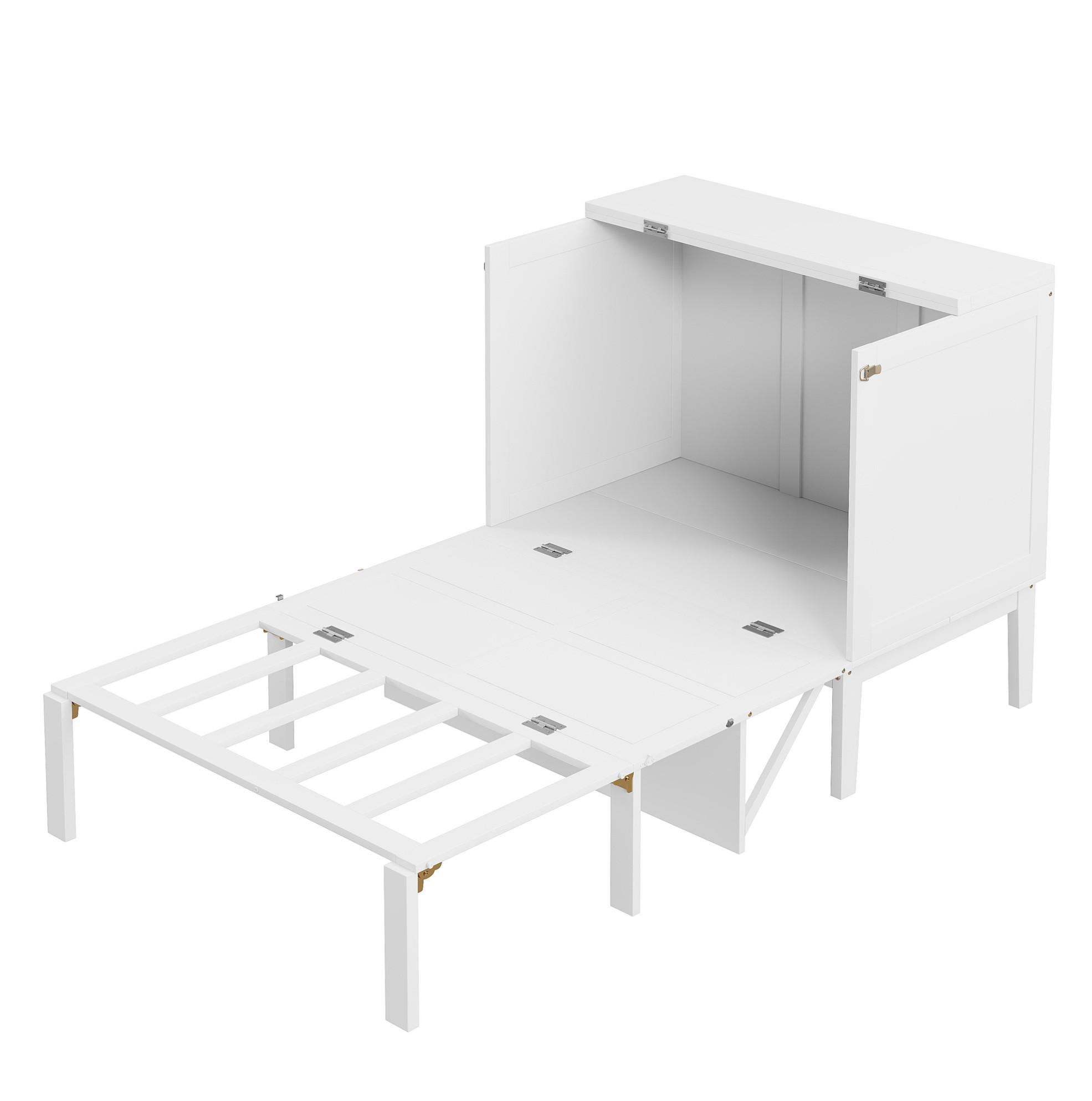 KLAPPBETT vertikal 90/200 cm in Weiß – platzsparend mit Stauraum - Weiß, Holz (90/200cm) - BEAOK