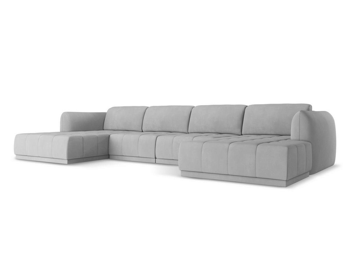 WOHNLANDSCHAFT Chenille Stoff Grau - Hellgrau/Schwarz, Kunststoff/Textil (370/74/170cm) - Makamii