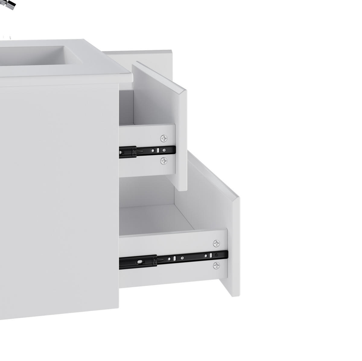 WASCHTISCHUNTERSCHRANK wandhängend mit LED 91,5 x 46,5 x 50,5 cm Weiß - Weiß, Holzwerkstoff (46.5/50.5/91cm) - Beauniv