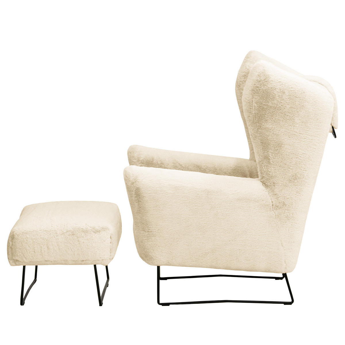 SESSEL - Creme/Schwarz, Textil/Metall (80/112/92cm) - home24