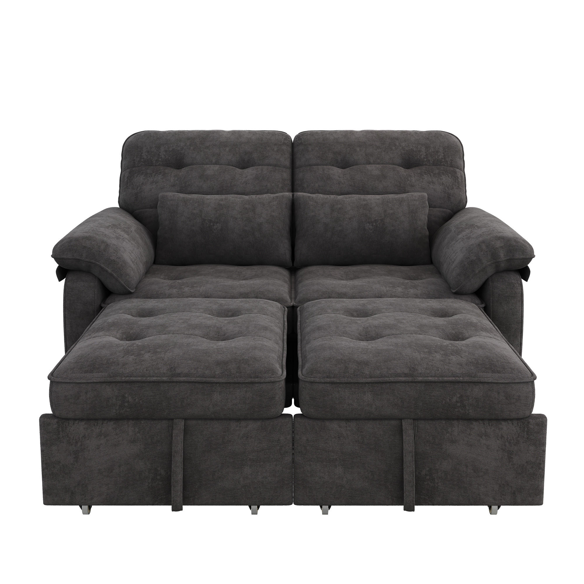 SCHLAFSOFA DE-33203 3-in-1 ausziehbar mit USB und Type-C Grau - Grau, Metall (142/86.5/90cm) - ComfortXL