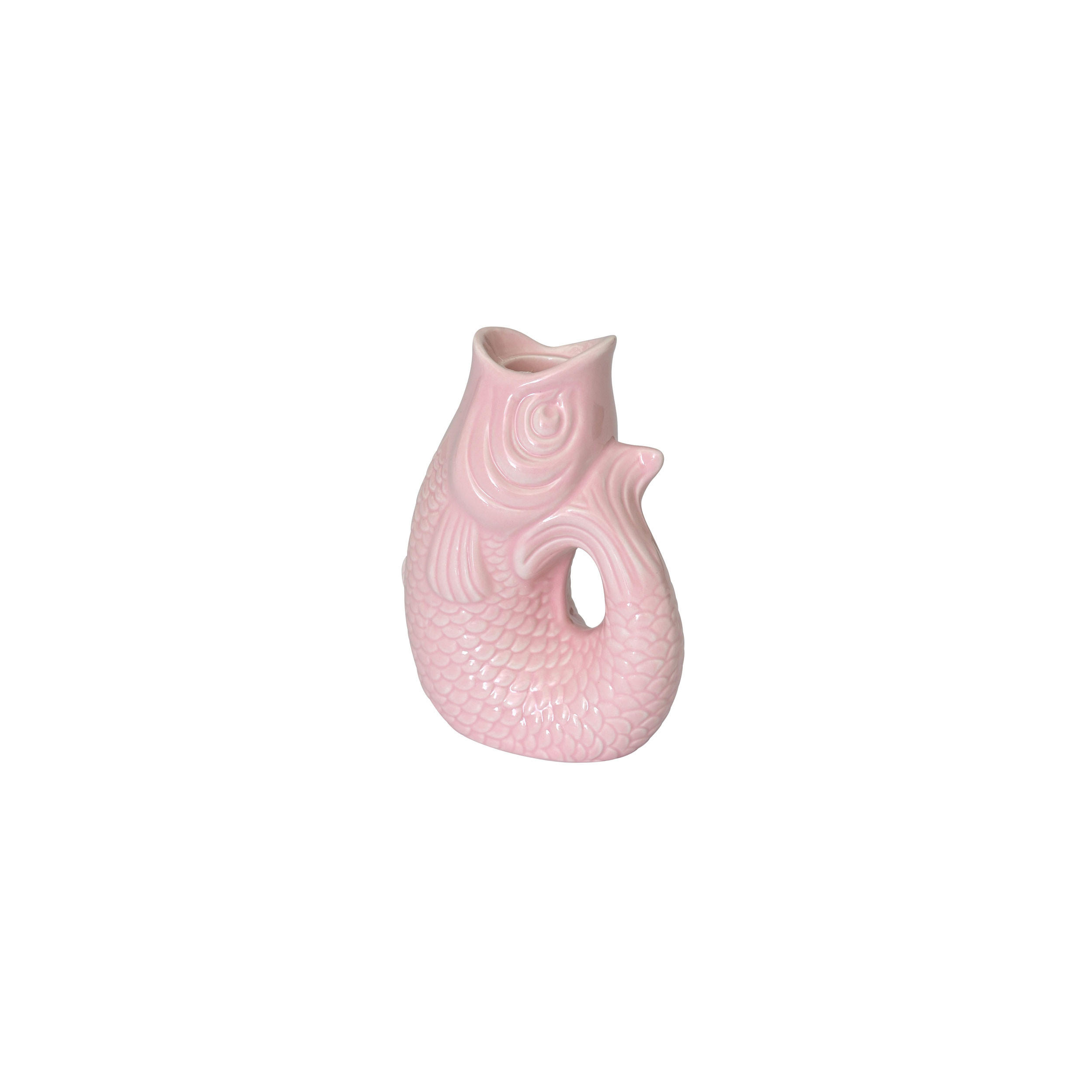 KERZENHALTER Monsieur Carafon XS Fisch-Form, Steingut, Sea Pink, H 12.7 cm - Rosa, Stein (10/20/10cm) - Gift Company