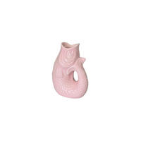 KERZENHALTER Monsieur Carafon XS Fisch-Form, Steingut, Sea Pink, H 12.7 cm - Rosa, Stein (10/20/10cm) - Gift Company