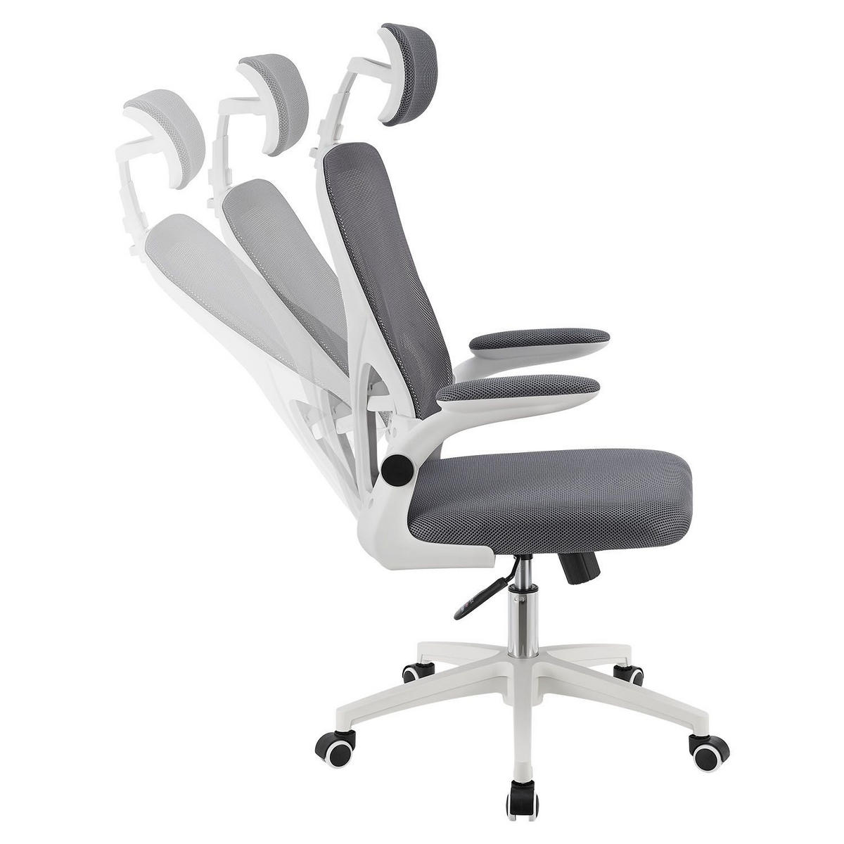 BÜROSTUHL Baltimore Weiß Grau - Grau, Kunststoff (59/123/60cm) - Juskys