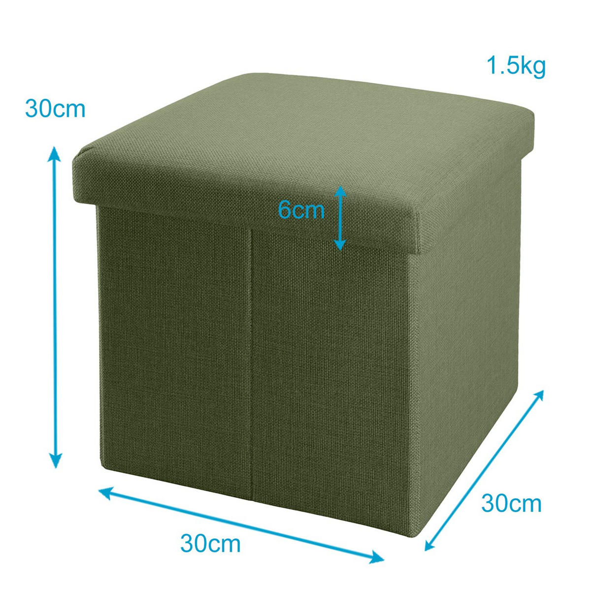 SITZBOX Faltbar 30/30/30 cm (Grün) - Grün, Textil (30/30/30cm) - Intirilife