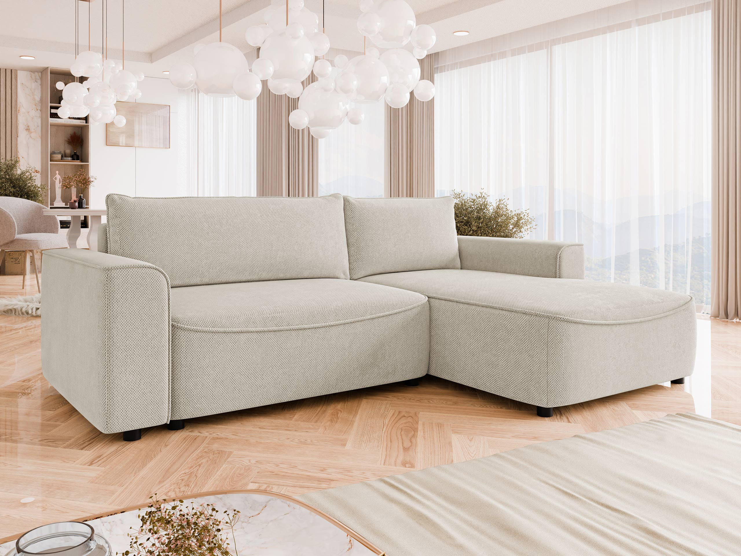 ECKSOFA Beliza, Seite: Rechts - Beige/Schwarz, Holz/Kunststoff (255/175cm) - MIRJAN24