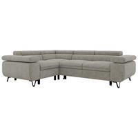 ECKSOFA FALCO L - Hellgrau Stukture - Links Seite - Hellgrau/Schwarz, Textil/Metall (197/268cm) - MKS
