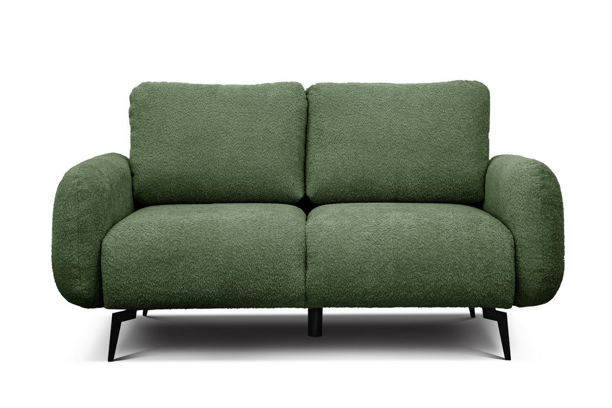 SOFA FEBE 2-Sitzer, olivgrün - Schwarz/Olivgrün, Holz/Textil (160/82/96cm) - Courtois Laville