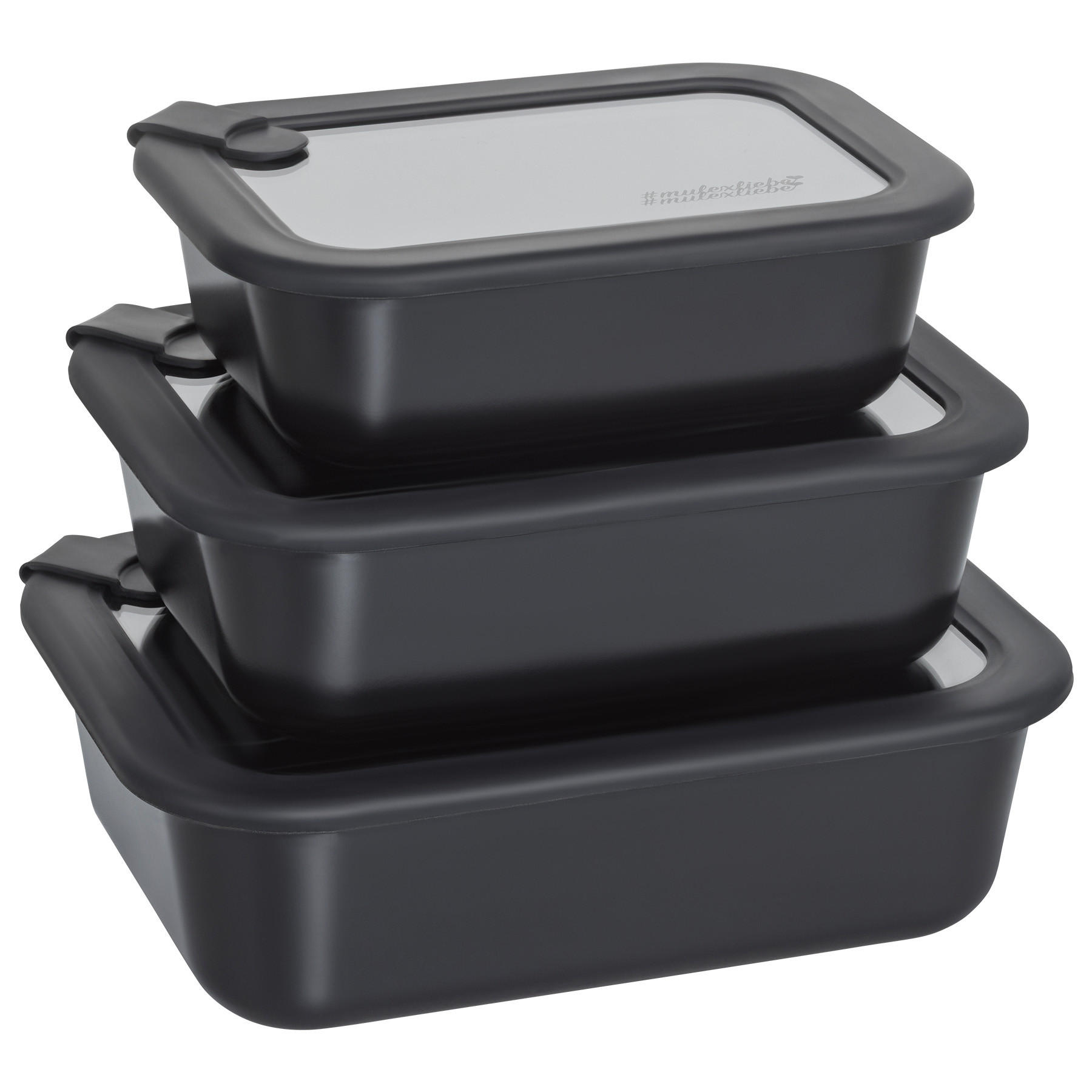 FRISCHHALTEDOSEN LUND Meal Cubes 3-er Set schwarz - Schwarz, Glas (24/18/19cm) - Mulex