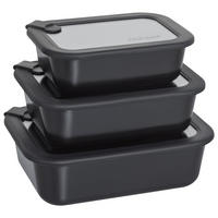 FRISCHHALTEDOSEN LUND Meal Cubes 3-er Set schwarz - Schwarz, Glas (24/18/19cm) - Mulex