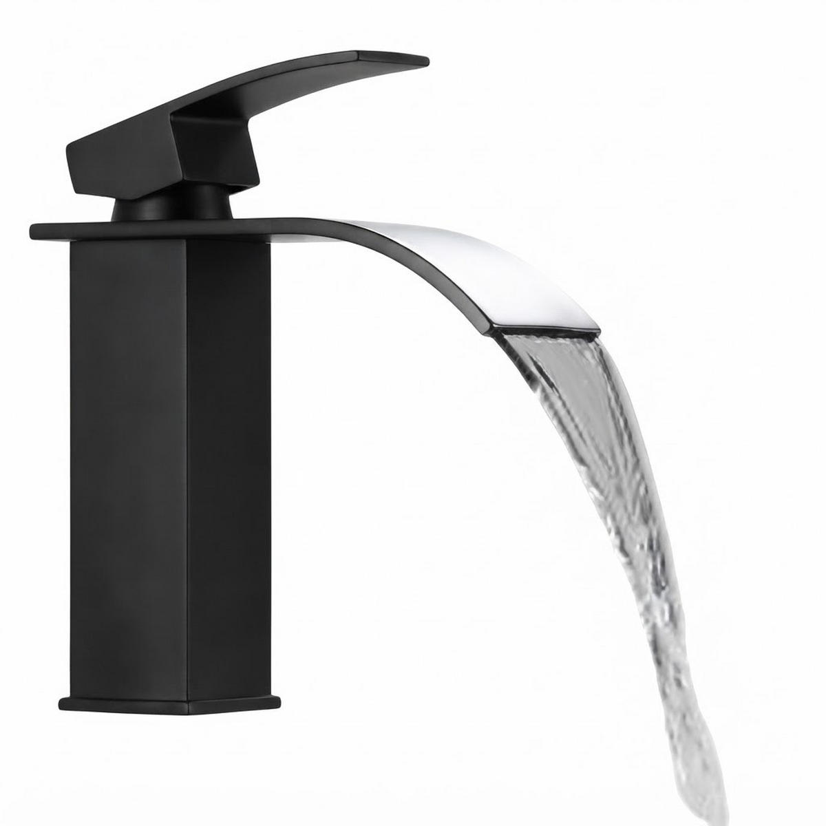 BADEZIMMERARMATUR, 21,5 x 16,5 x 11 cm, mit 60 cm langen Warm- und Kaltwasserleitungen，Schwarzer - Schwarz, Metall (21.5/11/16.5cm) - Vallsero