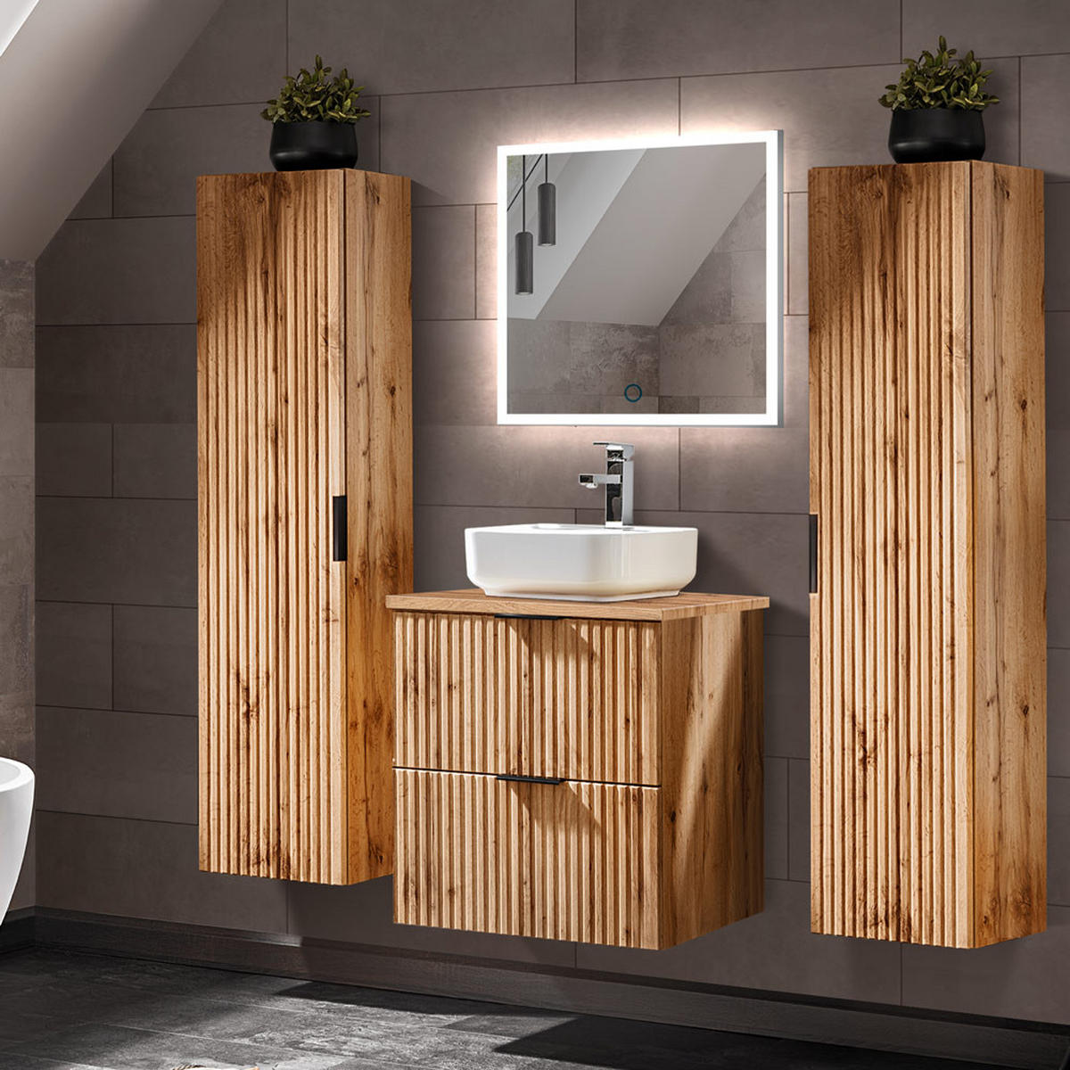 BADMÖBEL-SET 4-TLG. Adelaide-56 - Braun, Holzwerkstoff (160/200/47cm) - Lomado