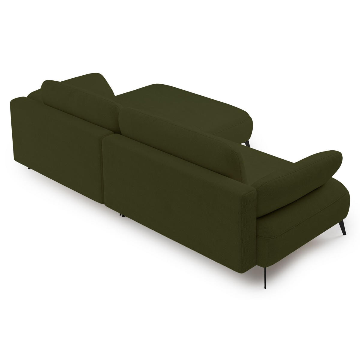 ECKSOFA Avolla Olivgrün rechts - Schwarz/Olivgrün, Textil/Metall (186/284cm) - Selsey