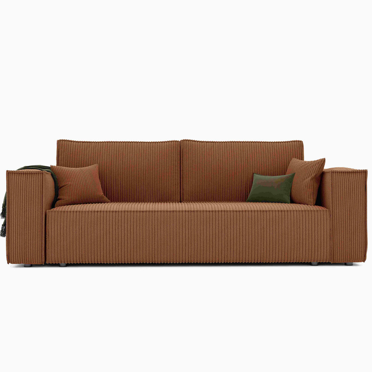 SOFA mit Schlaffunktion und Bettkasten, Ziegelrot - Orange, Holzwerkstoff/Textil (240/84/105cm) - Idohome