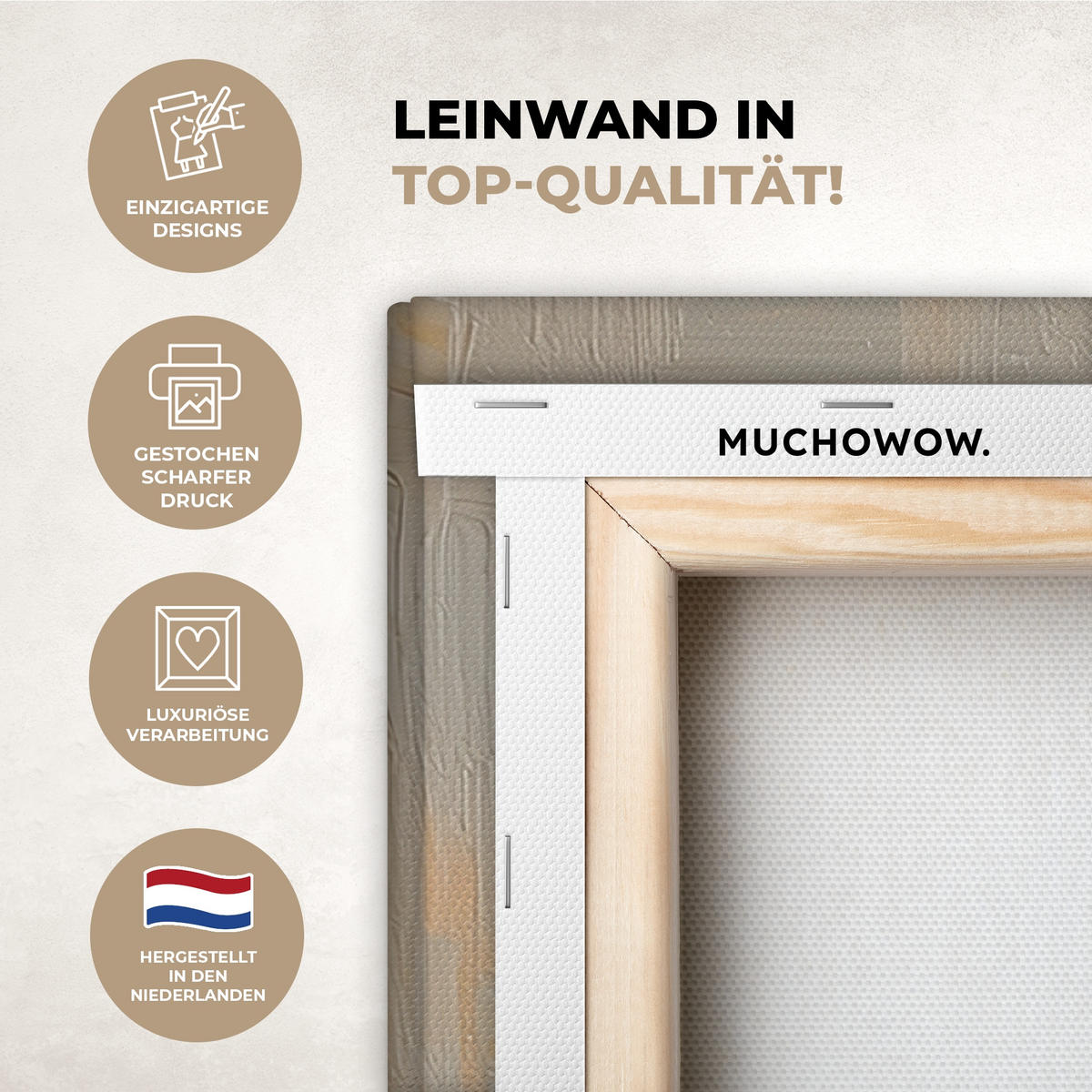 LEINWANDBILD Osterhase - Pastell - Eier Deko Groß 90x90 cm - Beige, Textil (90/90cm) - MuchoWow