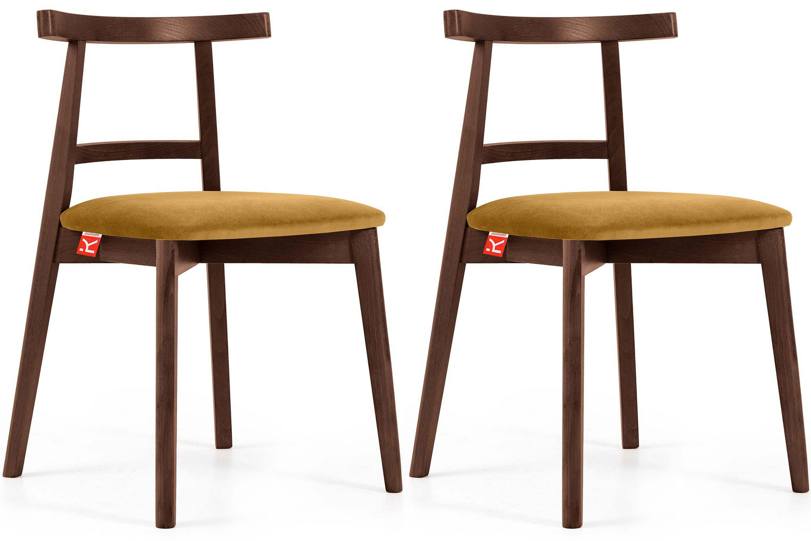 ESSTISCHSTÜHLE LILIO 2 St Vintage, Gelb / mittelbraun - Gelb/Braun, Holz/Textil (47/76/45cm) - KONSIMO®