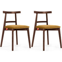 ESSTISCHSTÜHLE LILIO 2 St Vintage, Gelb / mittelbraun - Gelb/Braun, Holz/Textil (47/76/45cm) - KONSIMO®