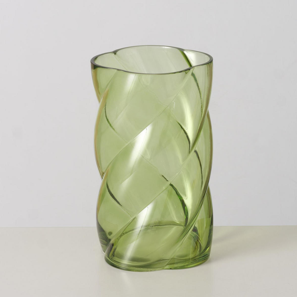 GLASVASE mit Glanzeffekt Curvo 17,5/17,5/20,3 cm - Grün, Glas (17.5/20.3cm) - Boltze Home
