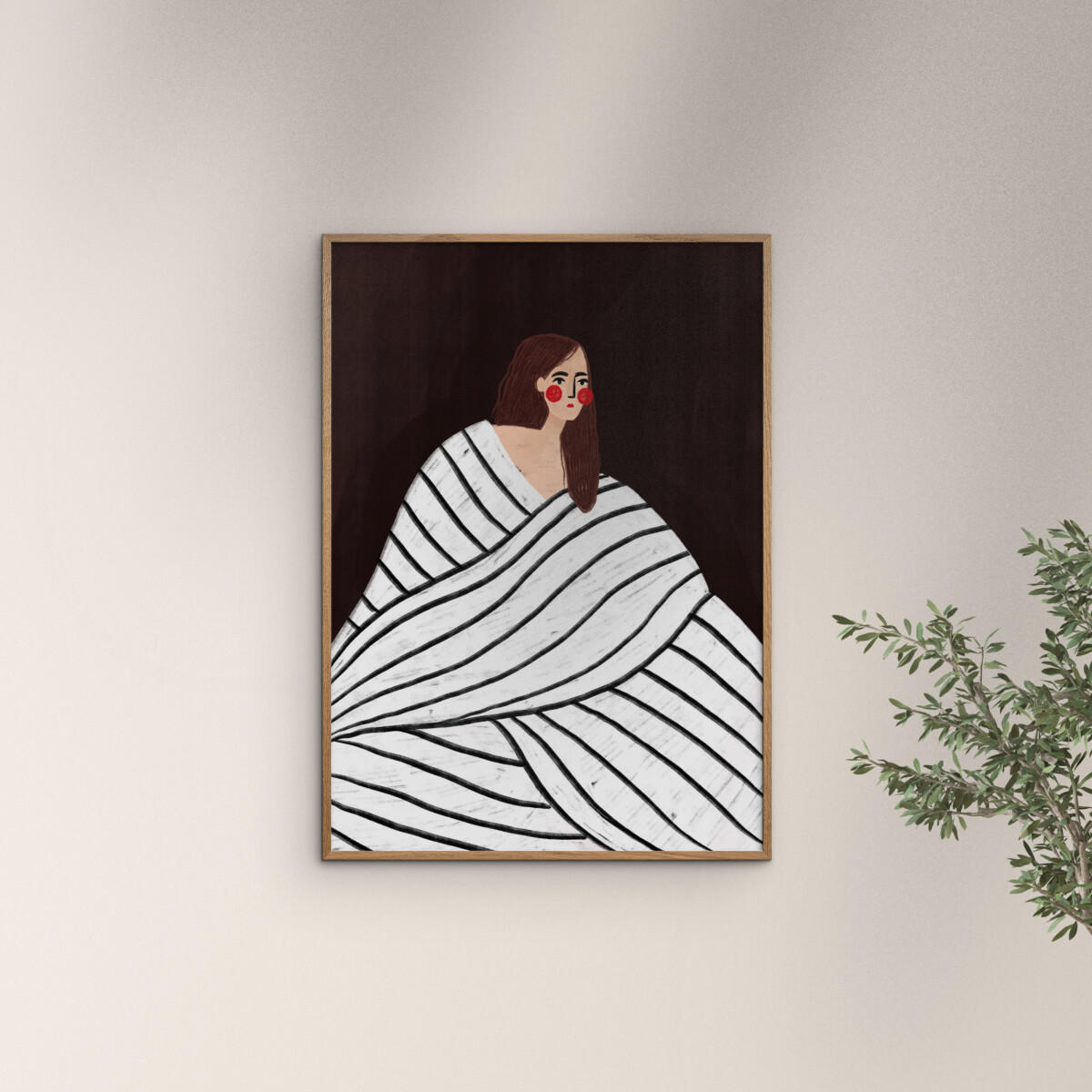 POSTER mit Rahmen Bea Muller - The Woman With Black and White Stripes - Eichefarben/Multicolor, Holz/Papier (30/40cm) - Poster&Frame