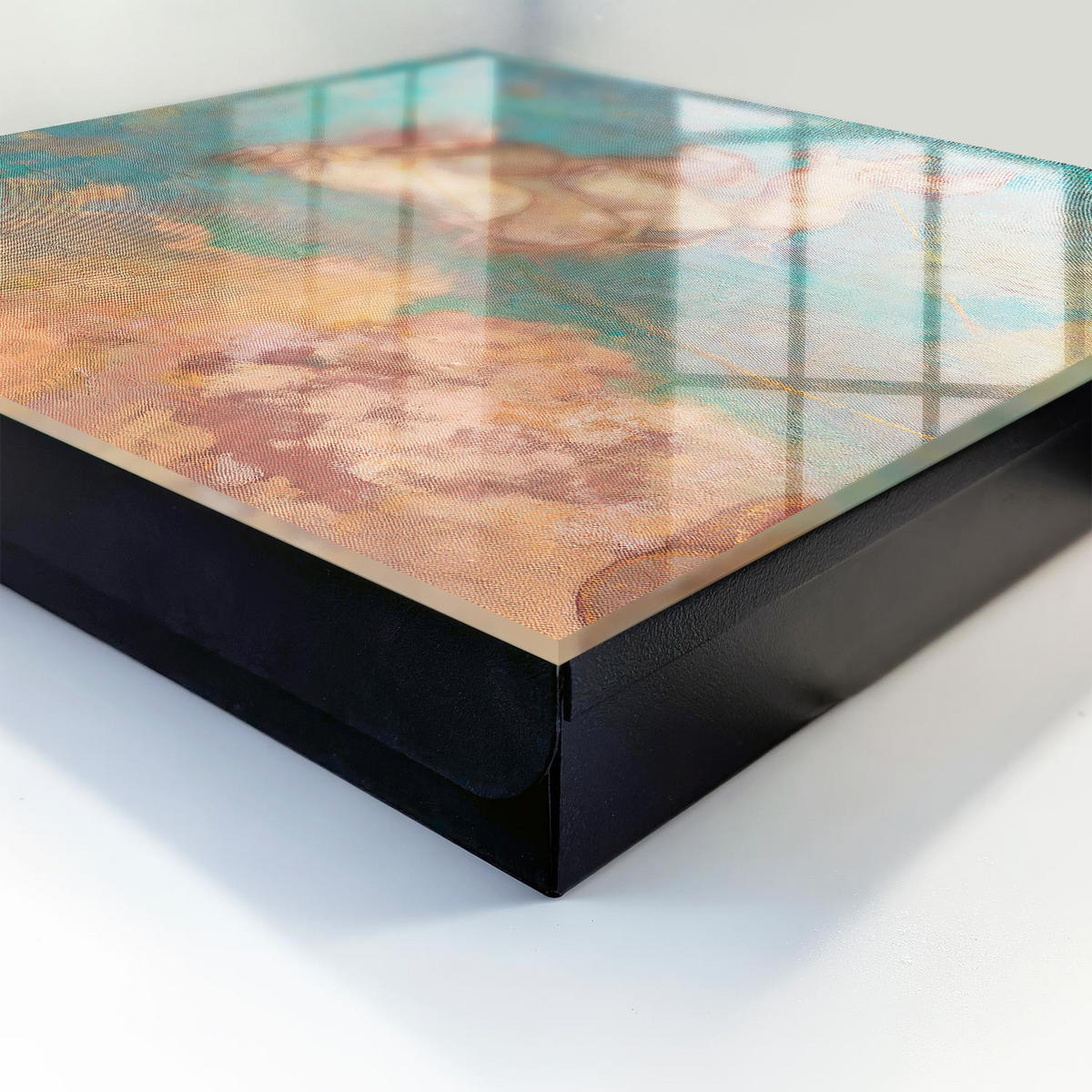 SCHLÜSSELBOX Schwarz 30x30 cm- Türöffnung nach rechts - Ein Traum wird wahr - Türkis, Metall (30/30/5cm) - TULUP