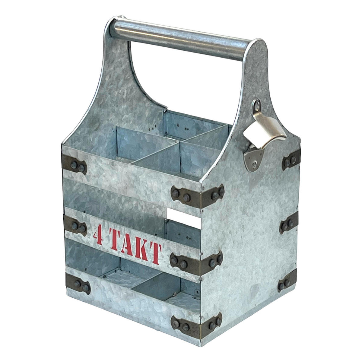 WEINTRÄGER 4 Takt für 4 Flaschen Metall Silber 22/20/33 cm - Grau, Metall (22/33/20cm) - DanDiBo