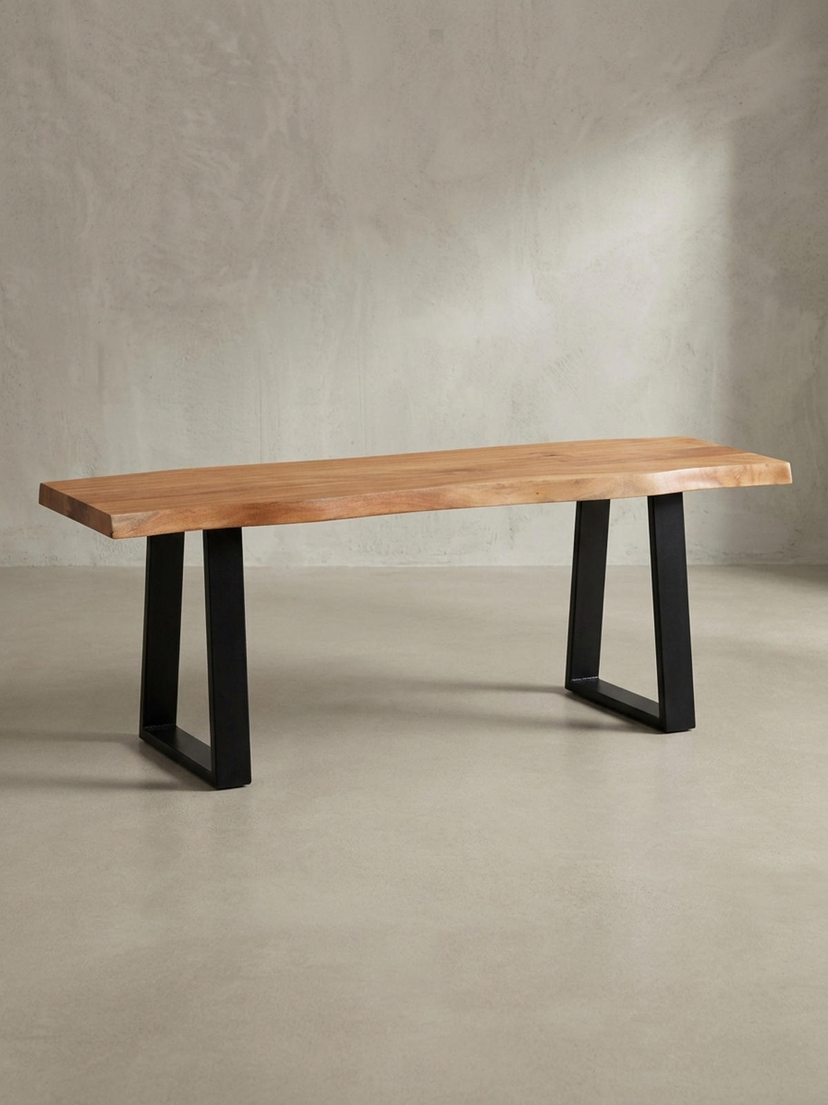 GARDEROBENBANK Massivholz Metall Baumkante, Akazie-Schwarz 120x40x46 cm - Schwarz/Braun, Holz/Metall (120/46/40cm) - KADIMA DESIGN
