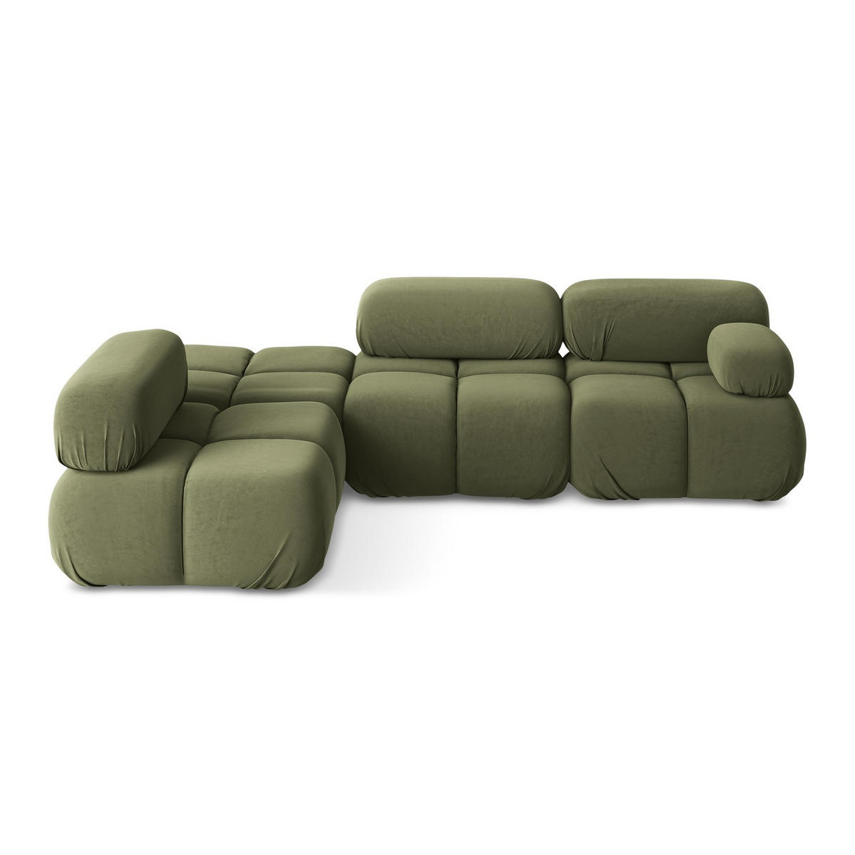 ECKSOFA Links Samt Stoff Grün - Schwarz/Olivgrün, Kunststoff/Textil (190/285cm) - LaMiaSofa