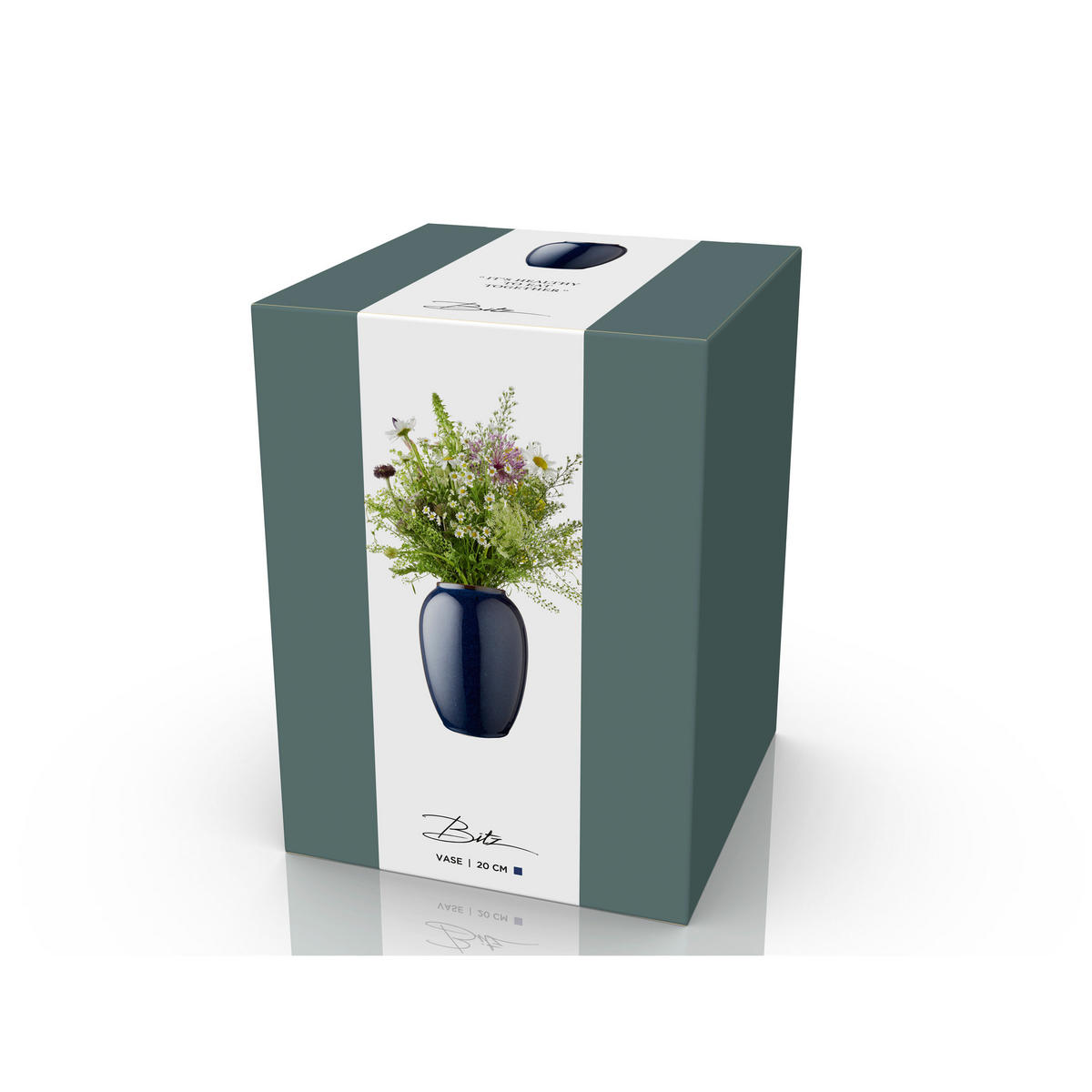 VASE 20 cm Steinzeug Blau - Blau, Keramik (21cm) - Bitz