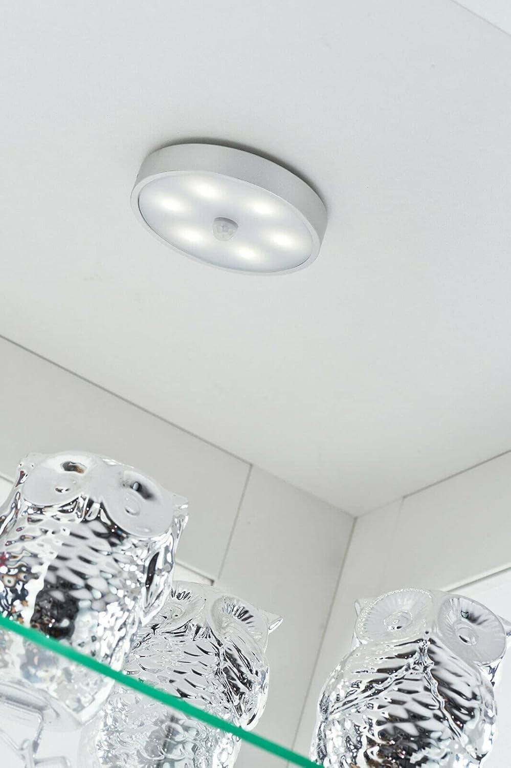AKKU LED 7,7/7,7/2 cm Unterbauleuchte mit Bewegungssensor - Grau, Kunststoff (7.7cm) - K-Möbel