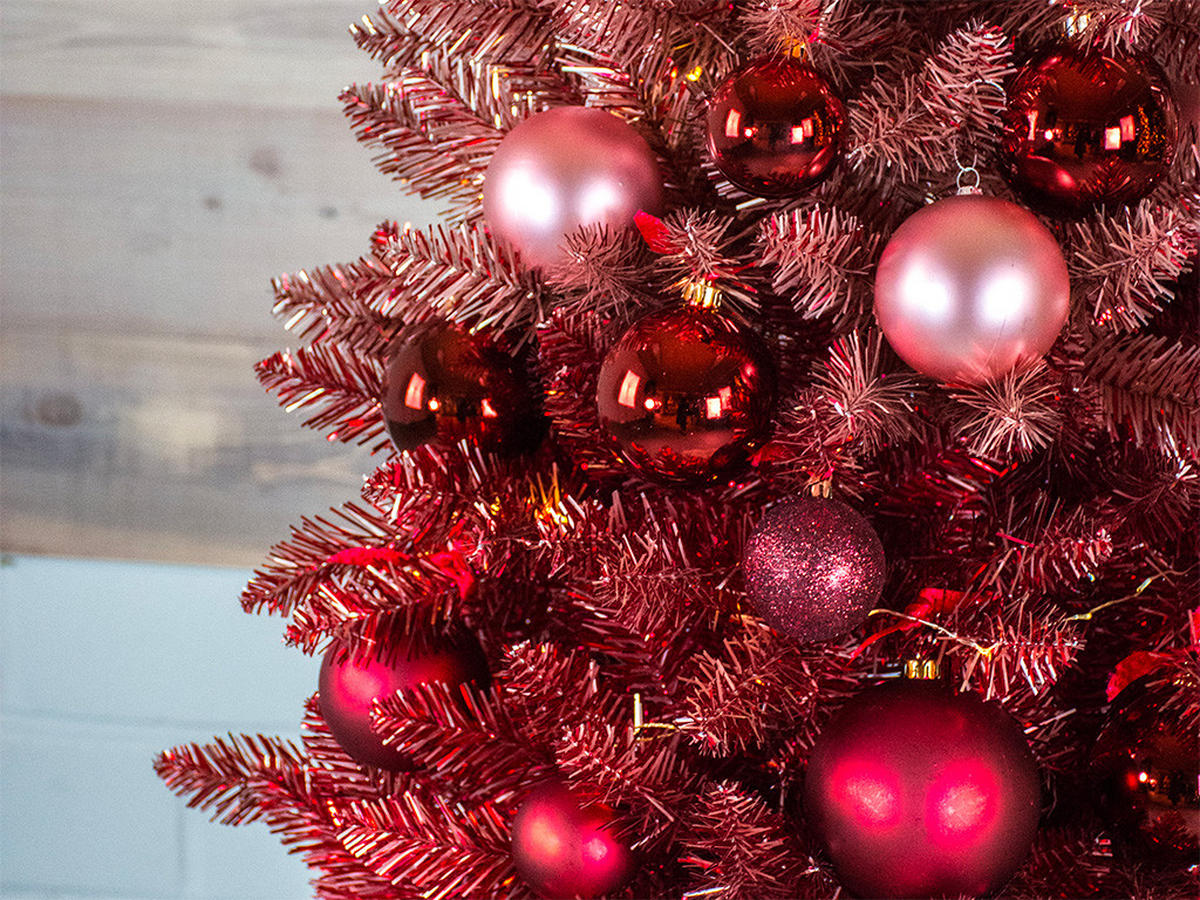 WEIHNACHTSBAUM künstlicher SID 180 cm, rot;pink;orange, 2D, 729 Zweige, inkl. Metallständer - Pink/Rot, Kunststoff/Metall (81/180cm) - LAALU