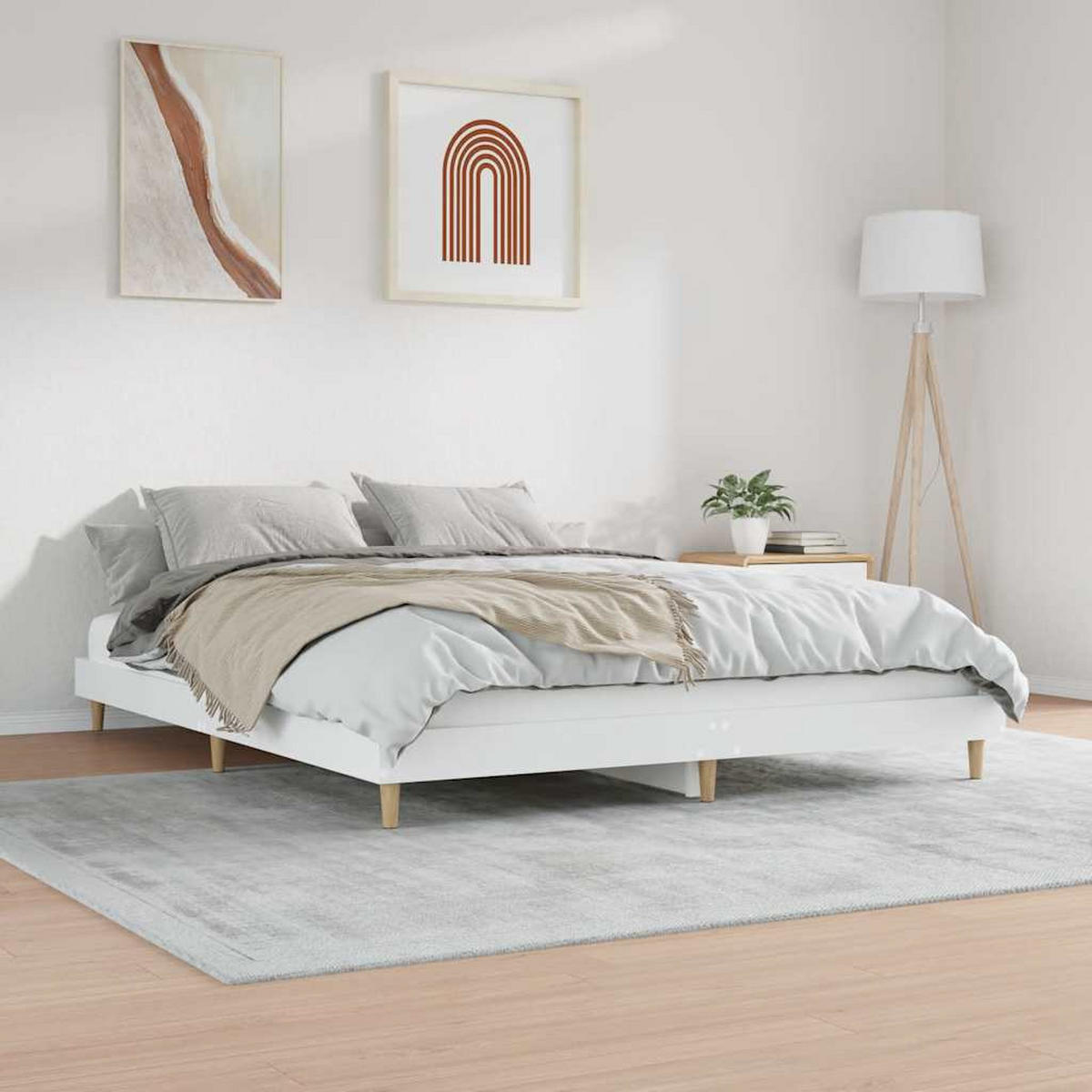BETTGESTELL Weiß 120x200 cm Holzwerkstoff - Weiß, Holzwerkstoff (120/200cm) - furnicato