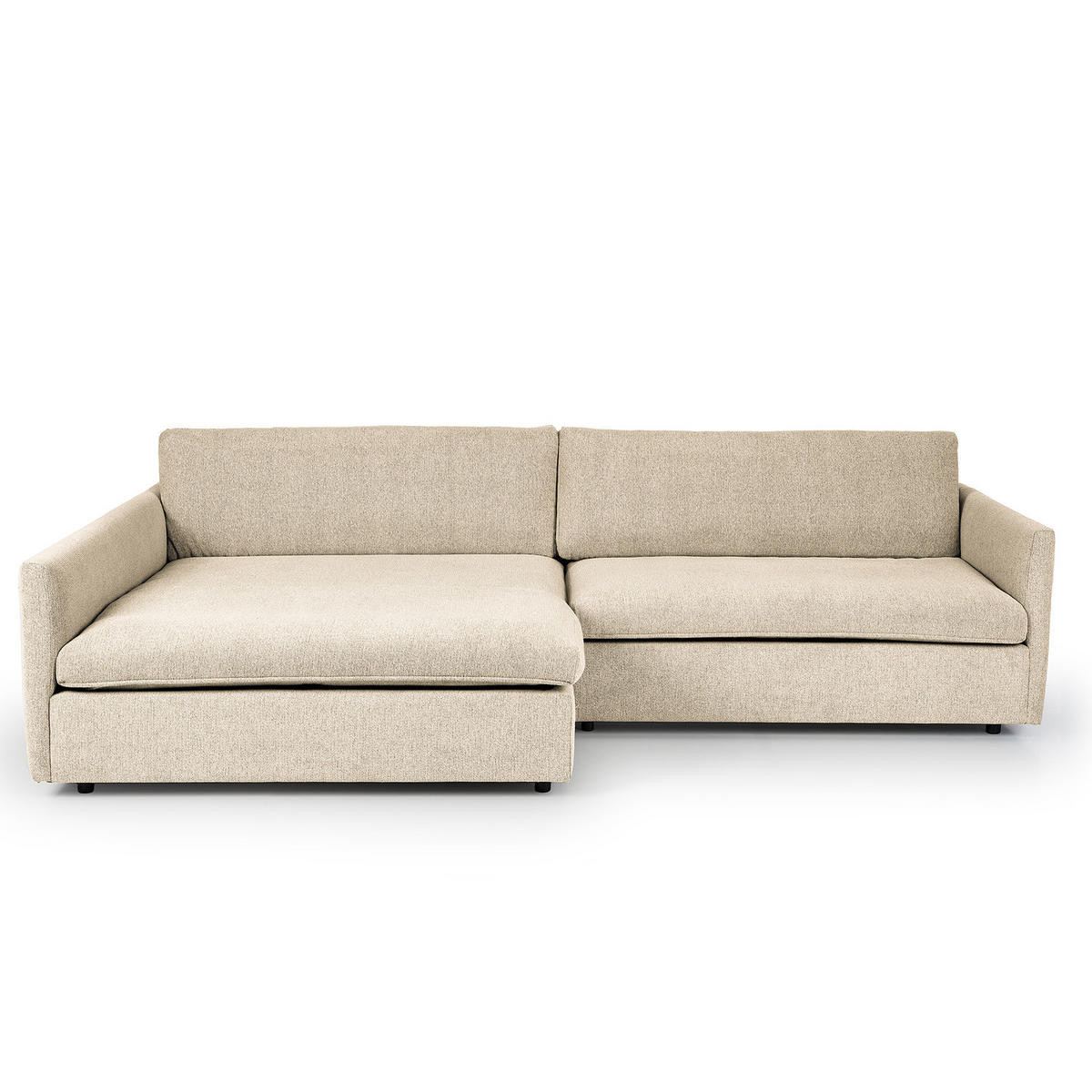 ECKSOFA mit Longchair - Creme/Schwarz, Kunststoff/Textil (290/183cm) - home24