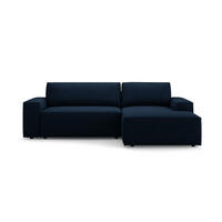 ECKSOFA ausklappbar rechts mit Container Jodie aus Boucle dunkelblau 3 Sitzplätze - Dunkelblau, Textil (151/246cm) - Micadoni