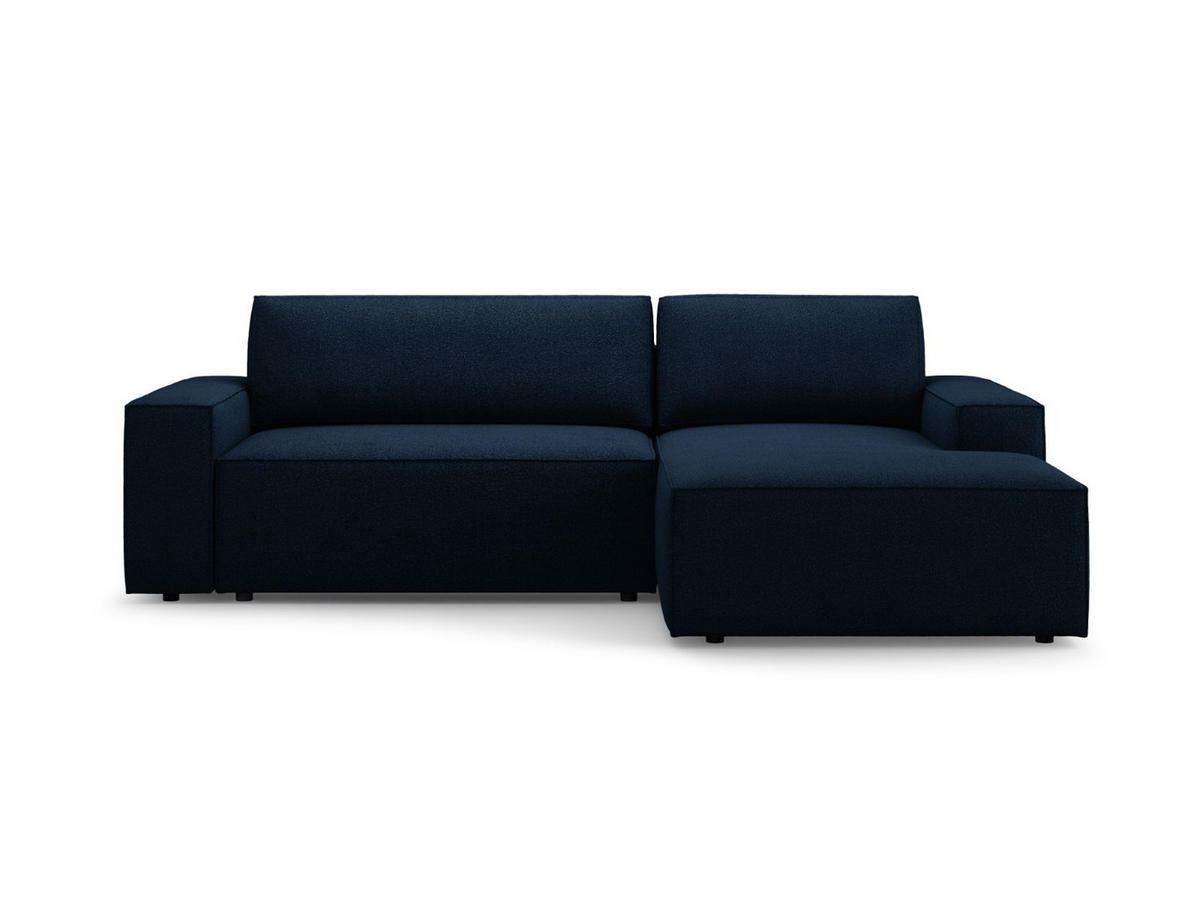 ECKSOFA ausklappbar rechts mit Container Jodie aus Boucle dunkelblau 3 Sitzplätze - Dunkelblau, Textil (151/246cm) - Micadoni