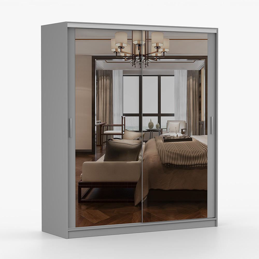 imoebel24 Kleiderschrank Schwarz 180x215x58 cm