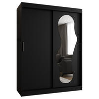 SCHWEBETÜRENSCHRANK 200/150/62 2-türig - Silberfarben/Schwarz, Holz (150/200/62cm) - MÖBEL KRYSPOL