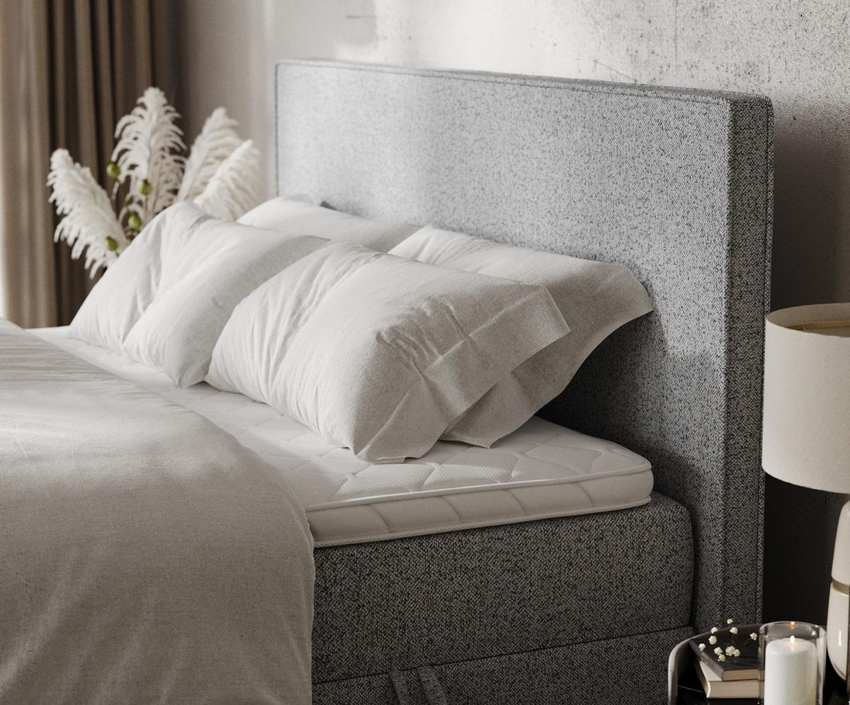 BOXBETT Nuvia 140/200 cm Grau im Riva Stoff - Schwarz/Grau, Holz/Holzwerkstoff (140/200cm) - AltaBeds