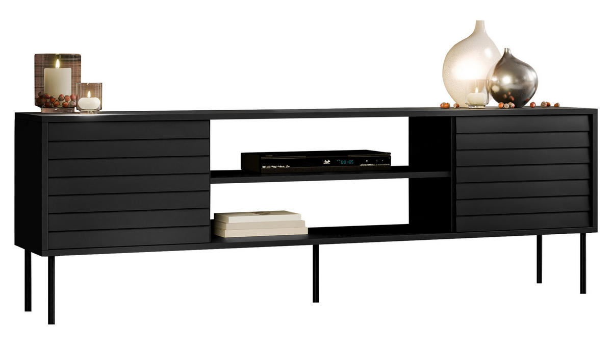 TV-LOWBOARD Cortina 180 EF - Schwarz, Holzwerkstoff/Metall (180/60/40cm) - MIRJAN24