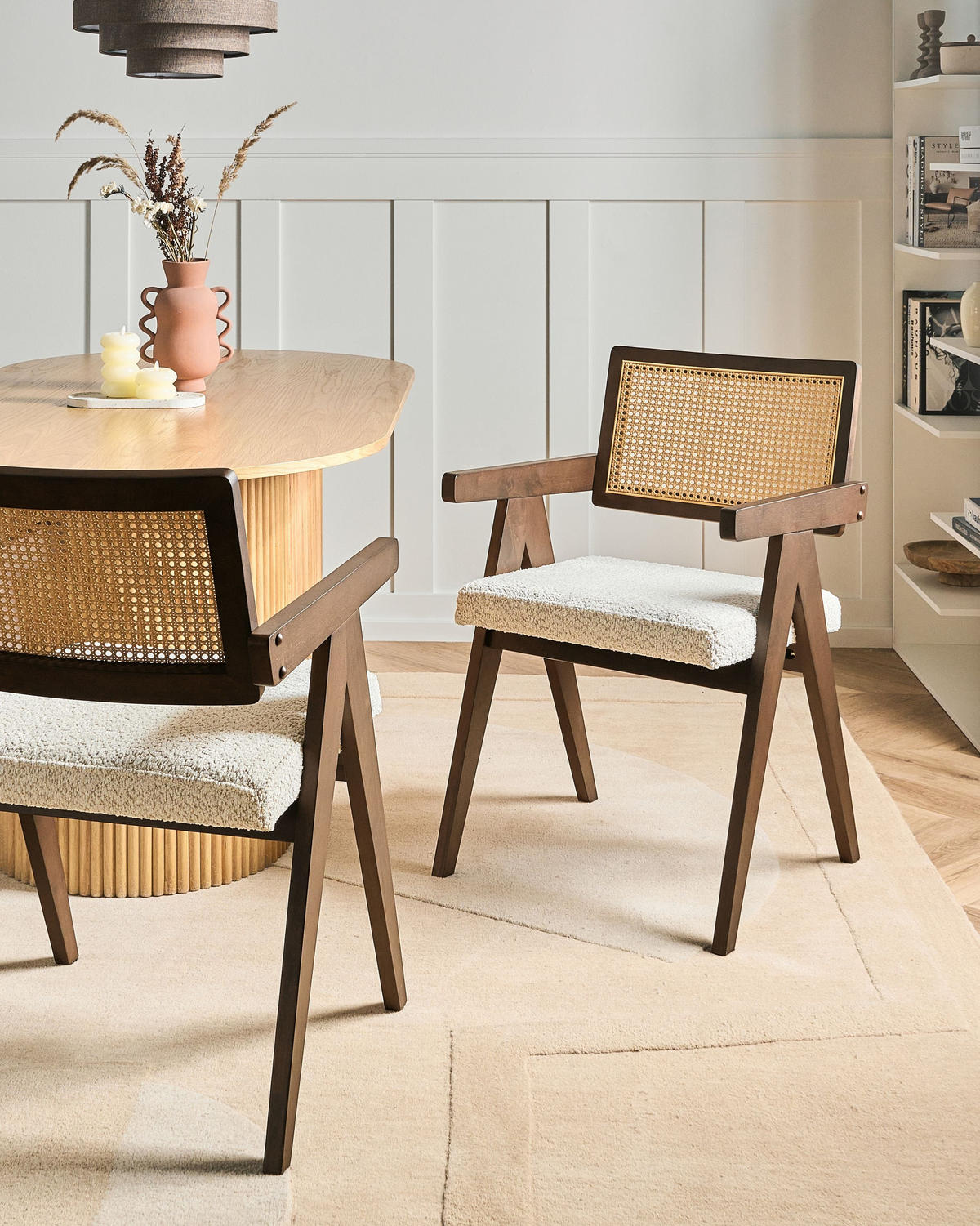 ESSZIMMERSTUHL 2er-Set Holz Dunkelbraun/Hellbeige Ava - Beige, Holz (55/85/62cm) - Beliani