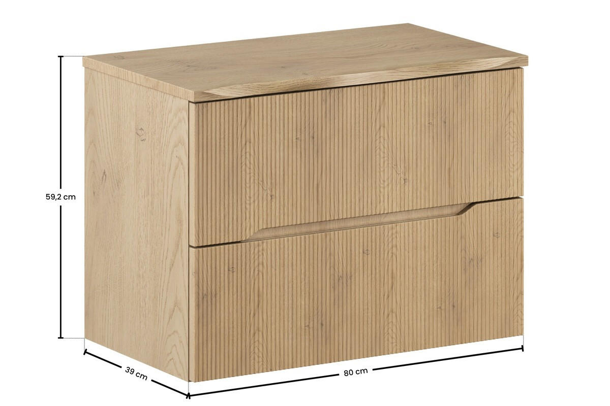 WASCHBECKENUNTERSCHRANK 80 cm 2 Teile - Nordic Cremona N BM398 in Cremona-Eiche - Eichefarben, Holz (80/59.2/40cm)