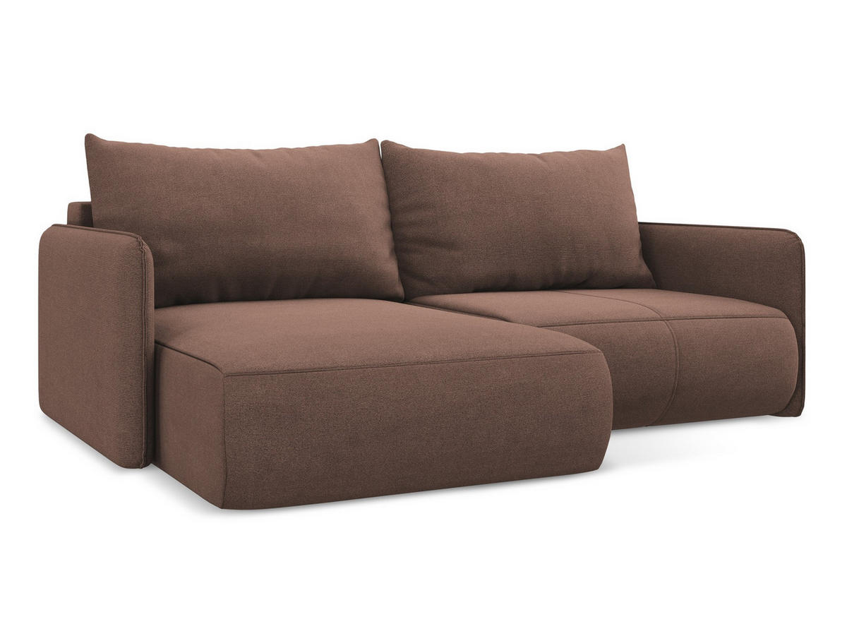 ECKSOFA mit Schlaffunktion Strukturstoff Stoff Pink - Pink/Hellrosa, Kunststoff/Textil (148/207cm) - Makamii
