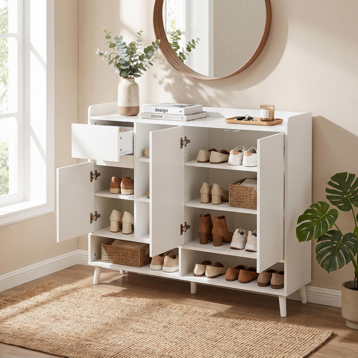 SIDEBOARD bílý úložný prostor komoda skříň - bílá, kompozitní dřevo (120/99/35cm) - Urban Meuble