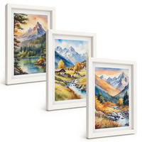BILDER SET 3er Set - 20x30 cm Weißer Rahmen - Berglandschaft mit einem Fluss - Weiß, Kunststoff (20/30cm) - TULUP