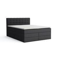 BOXSPRINGBETT SANTE 200/200 in Stoff Schwarz - Schwarz, Holz/Holzwerkstoff (200/200cm) - Deine Möbel 24