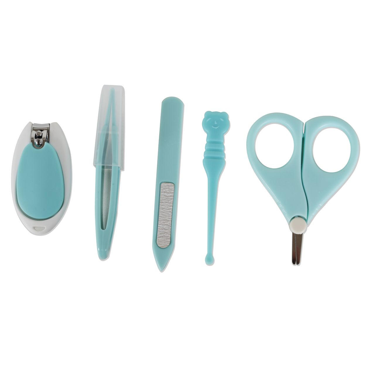 NAGELPFLEGESET Apfel blau Nagelschere, Nagelknipser, Nagelfeile, Pinzetten, Reiseetui, ab Geburt - Blau, Metall (10/4cm) - Cangaroo