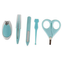 NAGELPFLEGESET Apfel blau Nagelschere, Nagelknipser, Nagelfeile, Pinzetten, Reiseetui, ab Geburt - Blau, Metall (10/4cm) - Cangaroo
