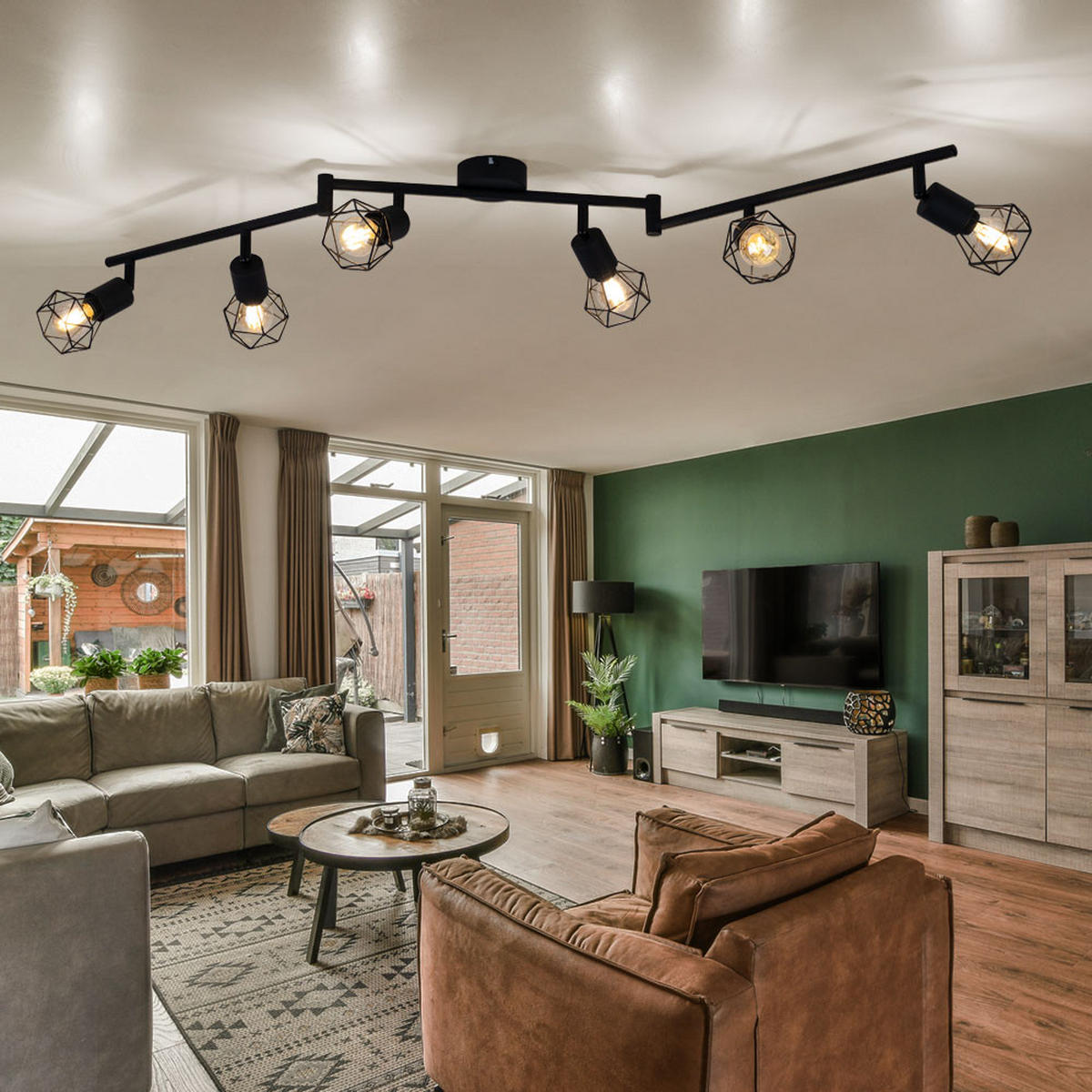 DECKENLEUCHTE XARA I Schwarz Matt - Schwarz, Metall (120/8/22cm) - Globo Lighting