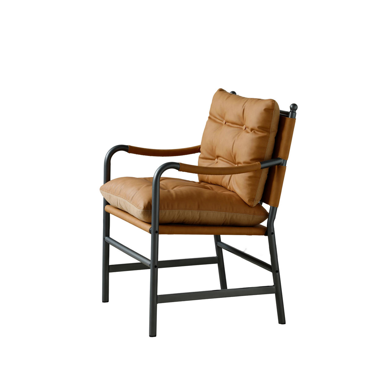 SESSEL PU-Leder mit schwarzem Metallrahmen, DE-42431, Braun - Braun, Metall (62/90/60cm) - ComfortXL